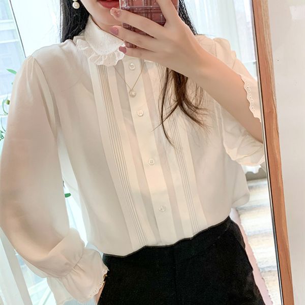 2021 new mulheres bordado blusa branca senhora do escritrio peter pan colar de seda elegante plissado manga alargamento feminino nico breast, Black
2021 new mulheres bordado blusa branca senhora do escritrio peter pan colar de seda elegante plissado manga alargamento feminino nico breast, Black