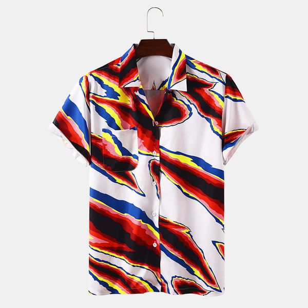 dresses 2020 summer lapel short sleeve fashion printed casual men's shirt, White;black
dresses 2020 summer lapel short sleeve fashion printed casual men's shirt, White;black