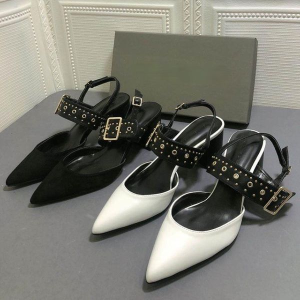 dress shoes light luxury fashion personality thick heel women's summer pointed rivet low-heel half-drag muller classic sandals, Black
dress shoes light luxury fashion personality thick heel women's summer pointed rivet low-heel half-drag muller classic sandals, Black