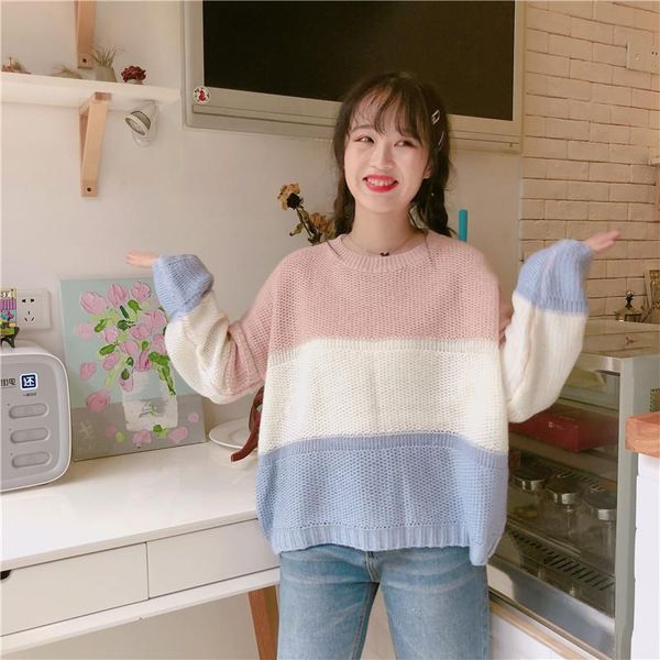 women's sweaters knitted pullover o-neck patchwork kawaii knitwear elegant autumn winter korea loose long color block sleeve striped sw, White;black
women's sweaters knitted pullover o-neck patchwork kawaii knitwear elegant autumn winter korea loose long color block sleeve striped sw, White;black