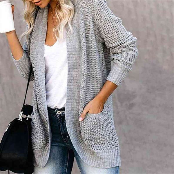 women autumn chunky knitted cardigan long sleeve rounded hem sweater coat solid color casual loose outwear with pockets, White;black
women autumn chunky knitted cardigan long sleeve rounded hem sweater coat solid color casual loose outwear with pockets, White;black