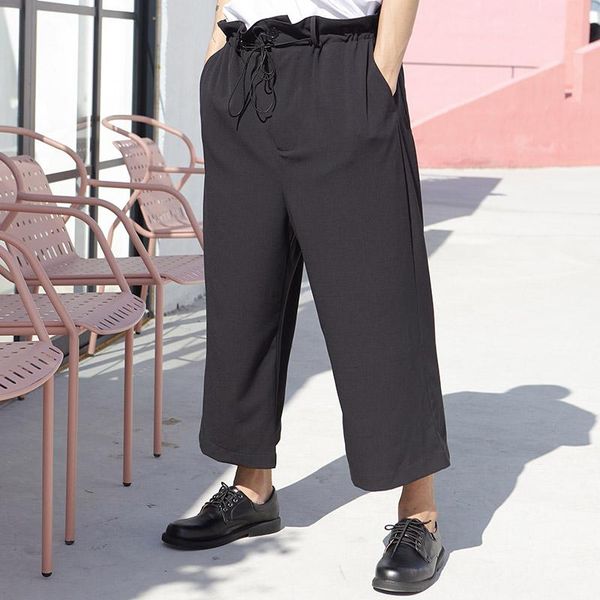 men's pants wide leg spring/summer dark daily leisure bract waist loose simple large size nine minutes, Black
men's pants wide leg spring/summer dark daily leisure bract waist loose simple large size nine minutes, Black
