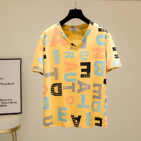 women's t-shirt summer 2021 fashion creativity letter printing pattern short-sleeved female loose plus size casual v-neck women, White
women's t-shirt summer 2021 fashion creativity letter printing pattern short-sleeved female loose plus size casual v-neck women, White