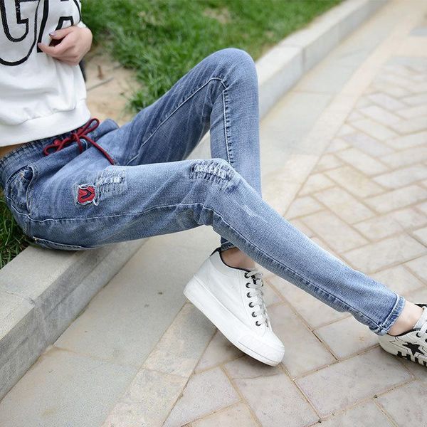 women's jeans autumn and winter elastic high waist woman ladies large size casual pants ripped trousers, Blue
women's jeans autumn and winter elastic high waist woman ladies large size casual pants ripped trousers, Blue