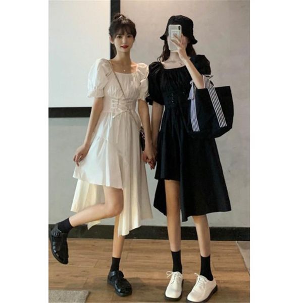 casual dresses women's summer design irregular waist closing first love dress student bubble sleeve sweet cool skirt black strap female, Black;gray
casual dresses women's summer design irregular waist closing first love dress student bubble sleeve sweet cool skirt black strap female, Black;gray