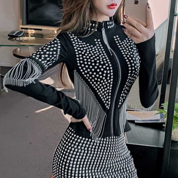 spring autumn rivet tassel coat womens fashion korean clothes shiny zipper jacket ropa mujer cotton new c03201 201020, Black;brown
spring autumn rivet tassel coat womens fashion korean clothes shiny zipper jacket ropa mujer cotton new c03201 201020, Black;brown