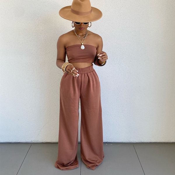 women's leggings summer 2 piece outfits for women fashion off the shoulder wrapped chest loose wide leg pants sets 4bd2, Black
women's leggings summer 2 piece outfits for women fashion off the shoulder wrapped chest loose wide leg pants sets 4bd2, Black
