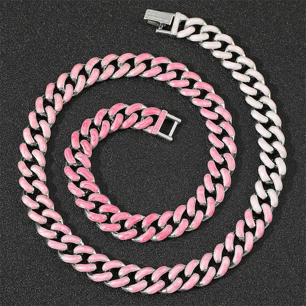 chains hip hop punk 13mm pink gradient color enamel paint cuba necklace bracelet couples valentine's day gift nightclub street jewelry, Silver
chains hip hop punk 13mm pink gradient color enamel paint cuba necklace bracelet couples valentine's day gift nightclub street jewelry, Silver