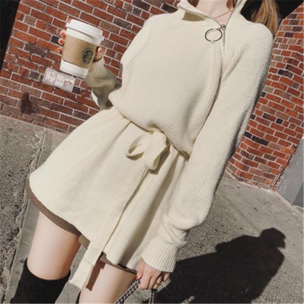 women's sweaters 2021 long sleeve turtleneck kintted sweater for women lady zipper split side casual loosen pullovers with belt, White;black
women's sweaters 2021 long sleeve turtleneck kintted sweater for women lady zipper split side casual loosen pullovers with belt, White;black