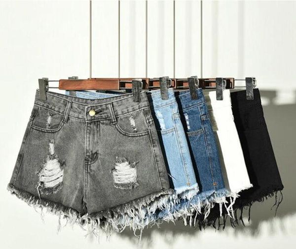 women's shorts summer denim women jeans female ladies casual vintage pockets plus size hole short pants, White;black
women's shorts summer denim women jeans female ladies casual vintage pockets plus size hole short pants, White;black