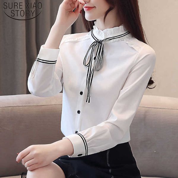 fashion long sleeve ladies spliced solid puff sleeve standing collar chiffon blouse 5112 50 210528, White
fashion long sleeve ladies spliced solid puff sleeve standing collar chiffon blouse 5112 50 210528, White