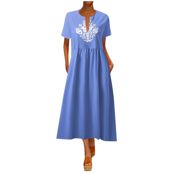 women dress plus size lady new summer fashion vintage daily casual short sleeve print floral v neck boho beach dresses, Black;gray
women dress plus size lady new summer fashion vintage daily casual short sleeve print floral v neck boho beach dresses, Black;gray