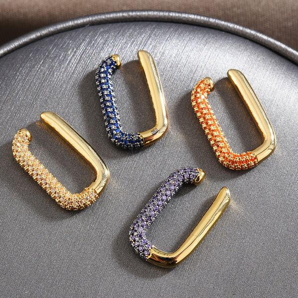 quality gold color pave white orange blue zircon crystals exquisite square circle buckle clip earrings for women, Silver
quality gold color pave white orange blue zircon crystals exquisite square circle buckle clip earrings for women, Silver