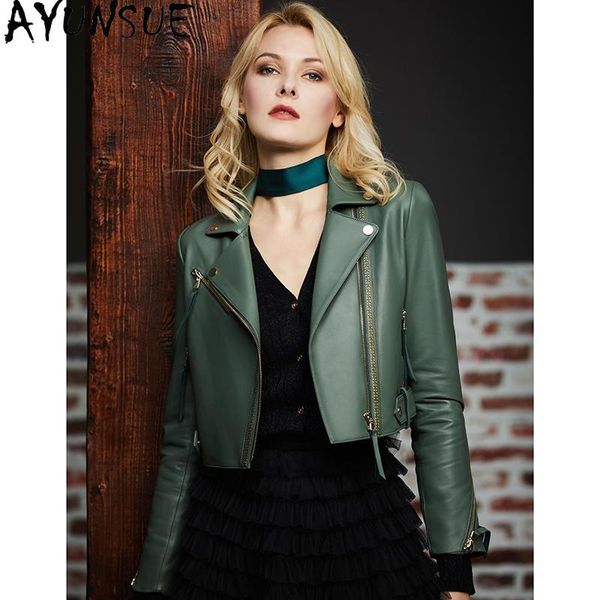 women's leather & faux ayunsue fashion real genuine jacket women motorcycle woman coat sheepskin coats green korean clothes 2021 lw4843, Black
women's leather & faux ayunsue fashion real genuine jacket women motorcycle woman coat sheepskin coats green korean clothes 2021 lw4843, Black