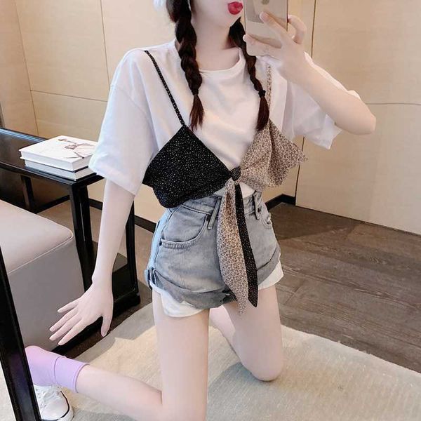 summer casual o neck short sleeve fake two piece t shirts women bow loose & tees wild fashion clothing 210610, White
summer casual o neck short sleeve fake two piece t shirts women bow loose & tees wild fashion clothing 210610, White