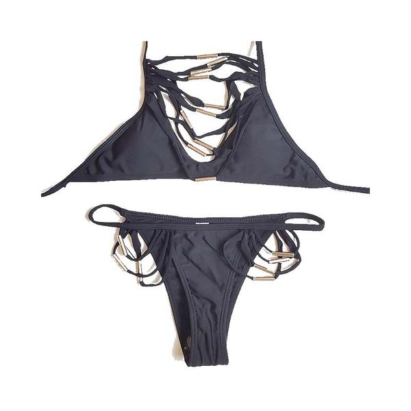 women's swimwear shuizhamou summer style unique design bikini fashion two piece ladies metal string beachwear wholesaler, White;black
women's swimwear shuizhamou summer style unique design bikini fashion two piece ladies metal string beachwear wholesaler, White;black