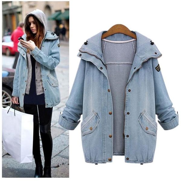 women's jackets spring autumn female hooded bomber plus size jeans jacket women denim coat veste femme two-piece, Black;brown
women's jackets spring autumn female hooded bomber plus size jeans jacket women denim coat veste femme two-piece, Black;brown