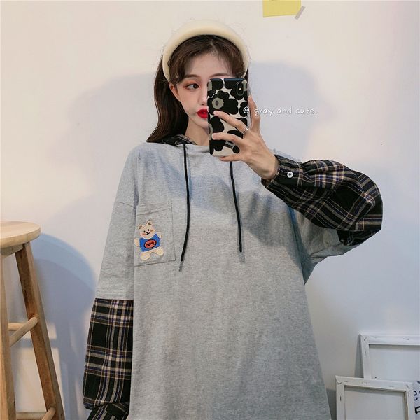 2021 new college style fake two-piece hooded sweatshirt loose long-sleeved plaid stitching embroidery autumn 02zn, Black
2021 new college style fake two-piece hooded sweatshirt loose long-sleeved plaid stitching embroidery autumn 02zn, Black