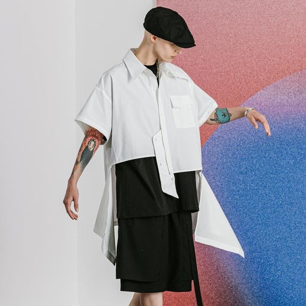 men's casual shirts s-6xl 2021 men women's clothing catwalk original design short sleeve loose shirt plus size costumes, White;black
men's casual shirts s-6xl 2021 men women's clothing catwalk original design short sleeve loose shirt plus size costumes, White;black