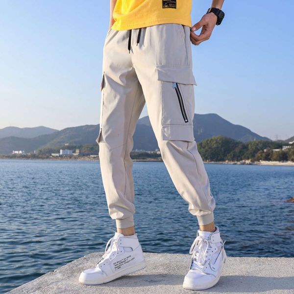 spring overalls leggings korean fashion nine point elastic waist thin versatile casual pants men's loose, Black 
spring overalls leggings korean fashion nine point elastic waist thin versatile casual pants men's loose, Black