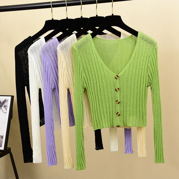 2021 women thin sweaters new spring summer long sleeve v-neck single-breasted short knitted female hollow cardigan yh0c, White;black
2021 women thin sweaters new spring summer long sleeve v-neck single-breasted short knitted female hollow cardigan yh0c, White;black