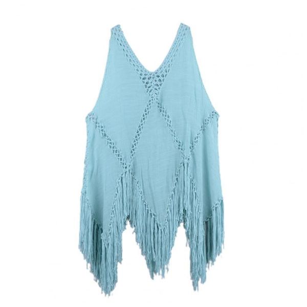 women's swimwear women cover up sleeveless bikini see through v neck irregular tassel swimsuit beachwear, White;black
women's swimwear women cover up sleeveless bikini see through v neck irregular tassel swimsuit beachwear, White;black