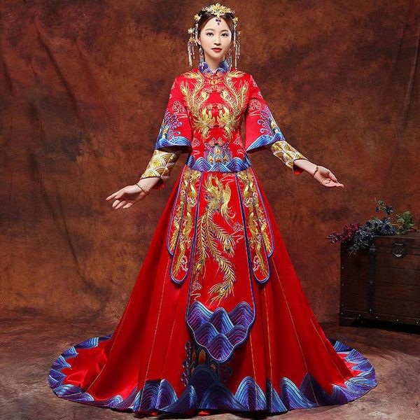 ethnic clothing bride cheongsam dresses chinese ceremony wedding evening dress embroidery phoenix party qipao traditional style costume, Red
ethnic clothing bride cheongsam dresses chinese ceremony wedding evening dress embroidery phoenix party qipao traditional style costume, Red
