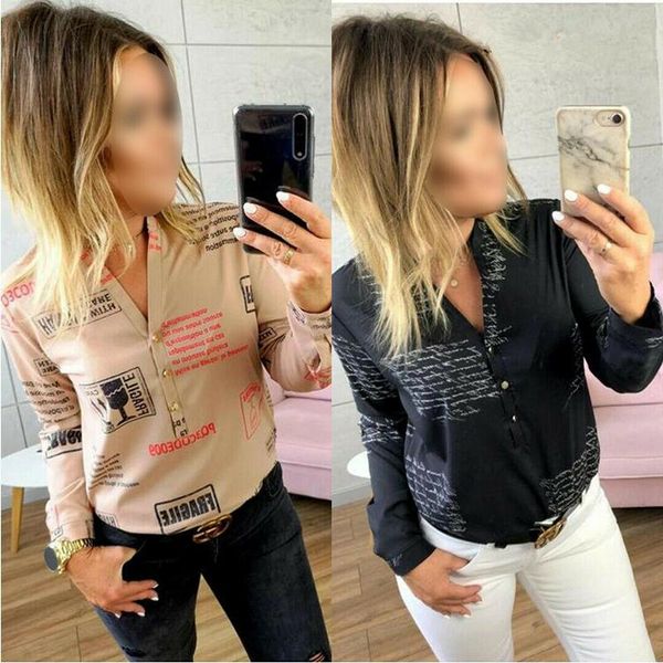 women's blouses & shirts 2021 women long sleeve v-neck blouse button letter print ladies casual clothing chiffon elegant soft clothes, White
women's blouses & shirts 2021 women long sleeve v-neck blouse button letter print ladies casual clothing chiffon elegant soft clothes, White
