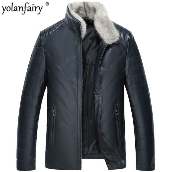 men's leather & faux genuine jacket men winter collar real sheepskin warm down plus size veste homme 1962 my1960, Black
men's leather & faux genuine jacket men winter collar real sheepskin warm down plus size veste homme 1962 my1960, Black