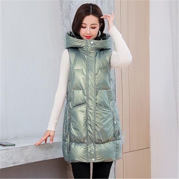 women's vests long sleeveless jackets hooded warm ladies casual winter zipper pockets thick glossy fashion waistcoat for female, Black;white
women's vests long sleeveless jackets hooded warm ladies casual winter zipper pockets thick glossy fashion waistcoat for female, Black;white