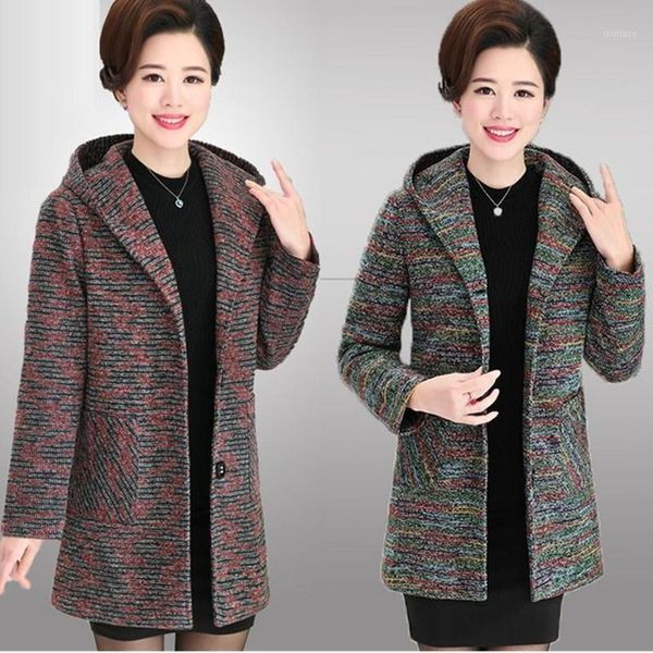 women's wool & blends autumn winter plus velvet middle-aged thick woolen jacket coat size 5xl warm mother's loose hooded overcoat, Black
women's wool & blends autumn winter plus velvet middle-aged thick woolen jacket coat size 5xl warm mother's loose hooded overcoat, Black