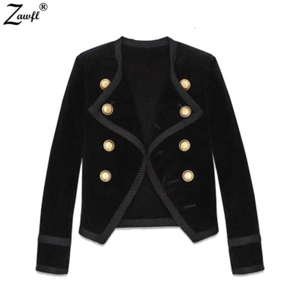 2021 new runway autumn winter women jacket designer black velvet double-breasted long sleeve slim short coat qfyf, Black;brown
2021 new runway autumn winter women jacket designer black velvet double-breasted long sleeve slim short coat qfyf, Black;brown