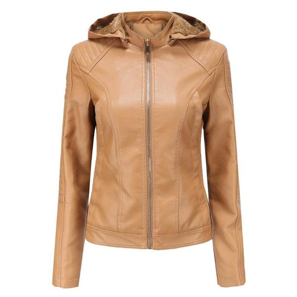 women's leather & faux women hooded jacket casual long sleeve slim add plush solid winter warm zipper outerwear fall/winter regular, Black
women's leather & faux women hooded jacket casual long sleeve slim add plush solid winter warm zipper outerwear fall/winter regular, Black