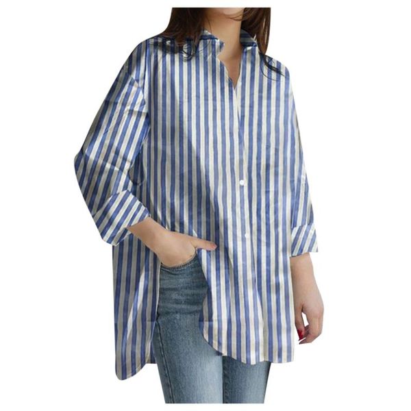 women's blouses & shirts striped long sleeve shirt women 2021 summer fashion ladies turn down collar loose casual blouse camisa femeni, White
women's blouses & shirts striped long sleeve shirt women 2021 summer fashion ladies turn down collar loose casual blouse camisa femeni, White