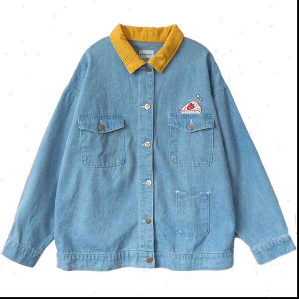 2021 new strawberry cake patch embroidery cute turn down collar oversized long sleeve denim jacket drop shipping, Black;brown
2021 new strawberry cake patch embroidery cute turn down collar oversized long sleeve denim jacket drop shipping, Black;brown