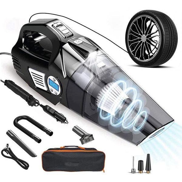 vacuum cleaners car cleaner 4-in-1 tire inflator with digital pressure gauge led light 12v 150w handheld wet/dry hoover
vacuum cleaners car cleaner 4-in-1 tire inflator with digital pressure gauge led light 12v 150w handheld wet/dry hoover