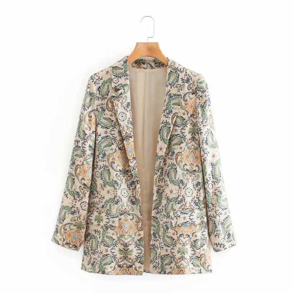 women's printed casual blazer fall fashion long sleeve vintage ladies jacket small suit all-match coat 210527, White;black
women's printed casual blazer fall fashion long sleeve vintage ladies jacket small suit all-match coat 210527, White;black