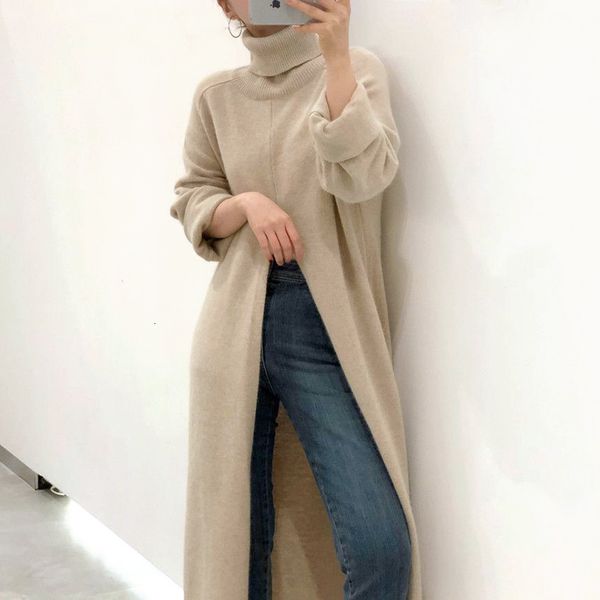 2021 autumn and winter new design solid turtleneck pullover loose casual split long sweater for women 0gd0, White;black
2021 autumn and winter new design solid turtleneck pullover loose casual split long sweater for women 0gd0, White;black