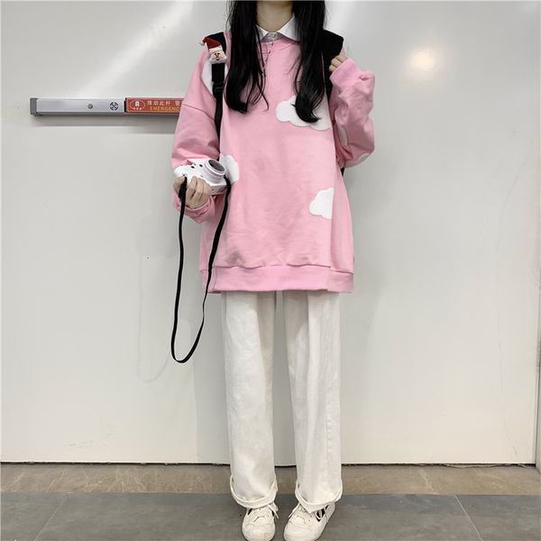 2021 autumn new color matching college style pink cloud sweatshirt round neck pullover long sleeve hoodie w8uo, Black
2021 autumn new color matching college style pink cloud sweatshirt round neck pullover long sleeve hoodie w8uo, Black