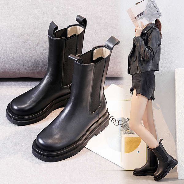 leather thick soled big head martin boots women's british style 2021 middle , chelsea short , chimney, Black
leather thick soled big head martin boots women's british style 2021 middle , chelsea short , chimney, Black