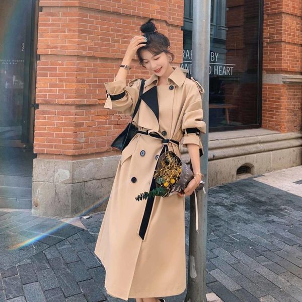 women's trench coats big goods 2021 autumn contrast color mid-length coat data fried, Tan;black
women's trench coats big goods 2021 autumn contrast color mid-length coat data fried, Tan;black