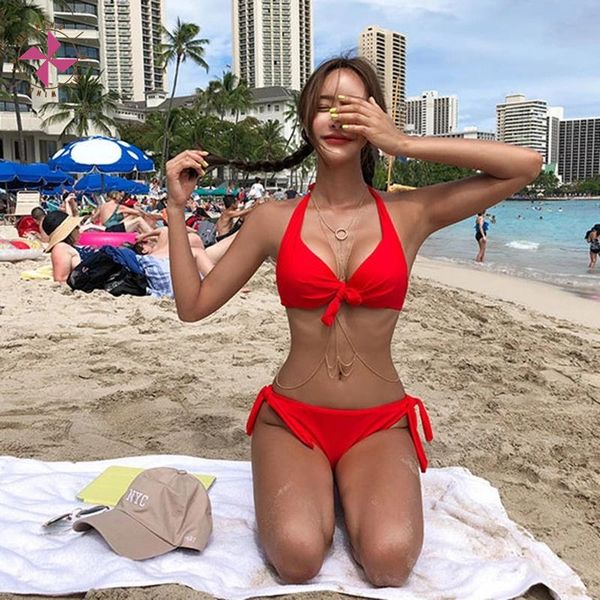 in the wind 2021 new halter bikini summer red black solid swimsuit push up padded underwire swim suits bandage bathing suit
in the wind 2021 new halter bikini summer red black solid swimsuit push up padded underwire swim suits bandage bathing suit