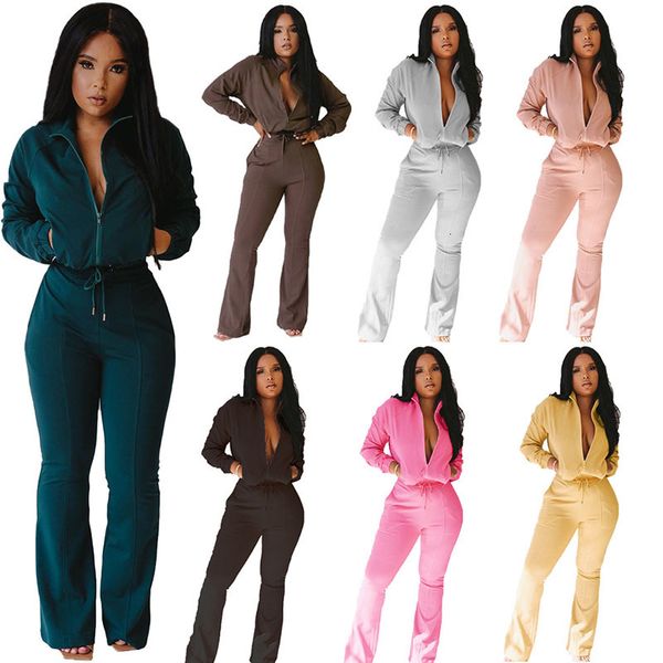 2021 new solid color zipper high waist & drawstring bell-bottoms women tracksuit autumn simple style fashion sports two piece set iwkn, Gray
2021 new solid color zipper high waist & drawstring bell-bottoms women tracksuit autumn simple style fashion sports two piece set iwkn, Gray