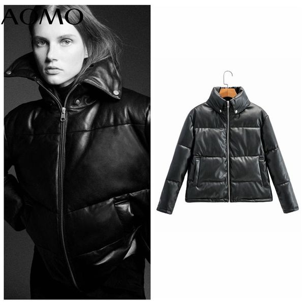women's down & parkas aomo women black faux leather jacket coat turn collar ladies long sleeve loose winter am35a
women's down & parkas aomo women black faux leather jacket coat turn collar ladies long sleeve loose winter am35a