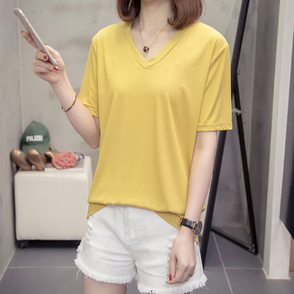 2021 new women summer loose short sleeve solid color simple female t-shirt plus size v neck tee oversize streetwear tshirts pp455 7yt4, White
2021 new women summer loose short sleeve solid color simple female t-shirt plus size v neck tee oversize streetwear tshirts pp455 7yt4, White