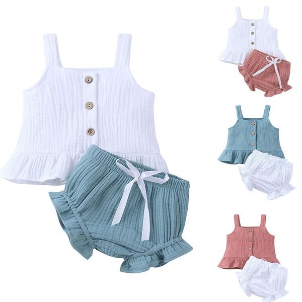 clothing sets b2re infant baby girls summer outfits buttons sleeveless ruffles tank bow mini shorts solid color 2pcs set, White
clothing sets b2re infant baby girls summer outfits buttons sleeveless ruffles tank bow mini shorts solid color 2pcs set, White