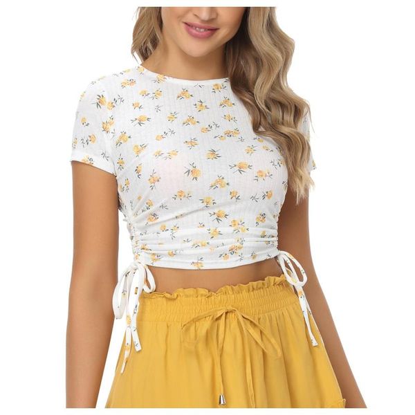 women's t-shirt women cute printed t-shirts harajuku short sleeve cropped tees casual drawstring o-neck mujer camisetas a40, White
women's t-shirt women cute printed t-shirts harajuku short sleeve cropped tees casual drawstring o-neck mujer camisetas a40, White