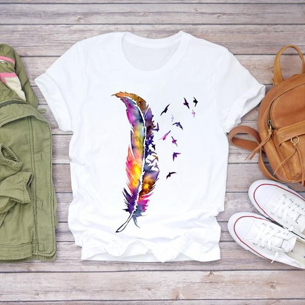 and women watercolor feather bird men short sleeve 90s casual print lady t shirts womens graphic shirt ladies female, White;black
and women watercolor feather bird men short sleeve 90s casual print lady t shirts womens graphic shirt ladies female, White;black