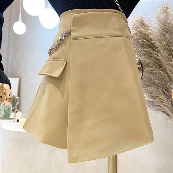women's shorts zcsmll suit skirts autumn 2021 korean fashion high-waist a-line thin casual wide-leg women, White;black
women's shorts zcsmll suit skirts autumn 2021 korean fashion high-waist a-line thin casual wide-leg women, White;black