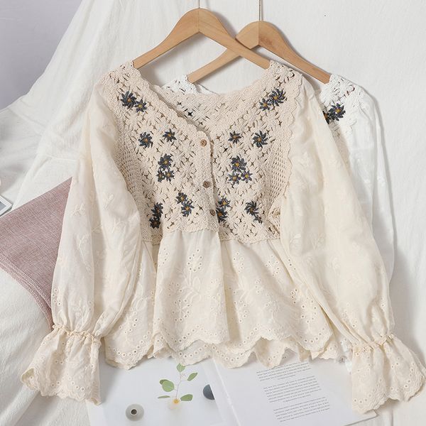 2021 hollow out blouse for women autumn elegant v-neck single-breasted patchwork shirt female flare long sleeve beige/white tlcx
2021 hollow out blouse for women autumn elegant v-neck single-breasted patchwork shirt female flare long sleeve beige/white tlcx